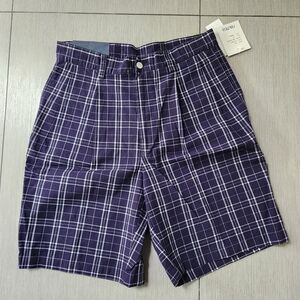Nautica Mens' Classic Plaid Nantucket Pleated Shorts ~NAVY ~30W **NEW